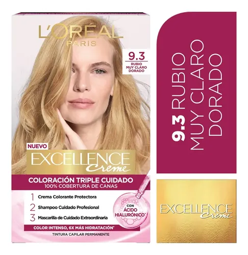 Kit Tintura Excellence Creme Tono 9.3 Rubio Muy Claro Dorado