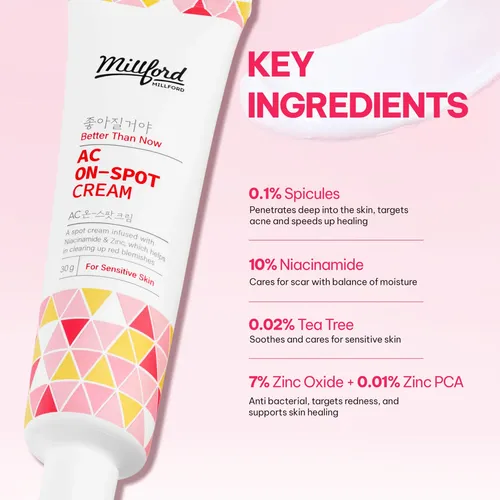 On-spot Cream 30g/1.05 Oz, Zinc Oxide 10%, Niacinamide 2%