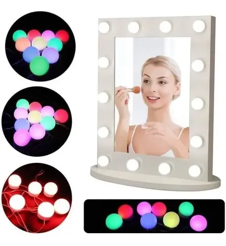 Kit 10 Focos Lamparas Led Rgb Espejo Maquillaje Hollywood