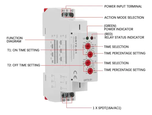 Relé Temporizador De Ciclo Repetido Grt8-s1 Mini, Tiempo Asi