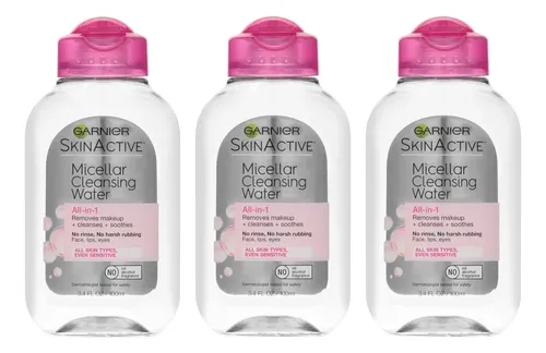 Agua Micelar Garnier, Paquete De 3 Unidades, 100 Ml, Para To