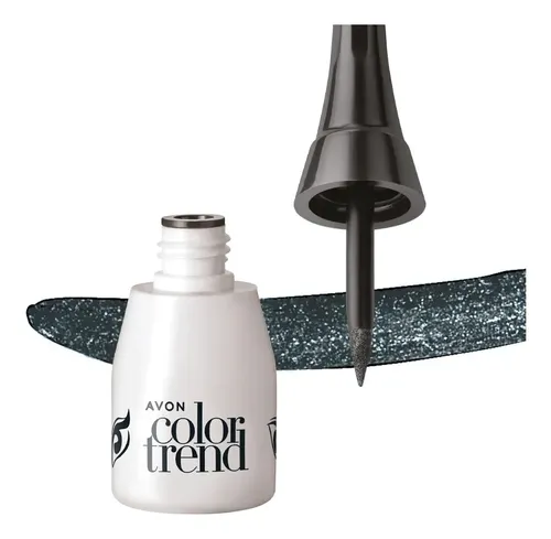 Avon Delineador Liquido Color Trend Punta Fina 3ml 1 Pieza Negro Metalico