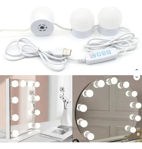 Kit 10 Focos Lamparas Luz Led Espejo Usb Maquillaje Camarin