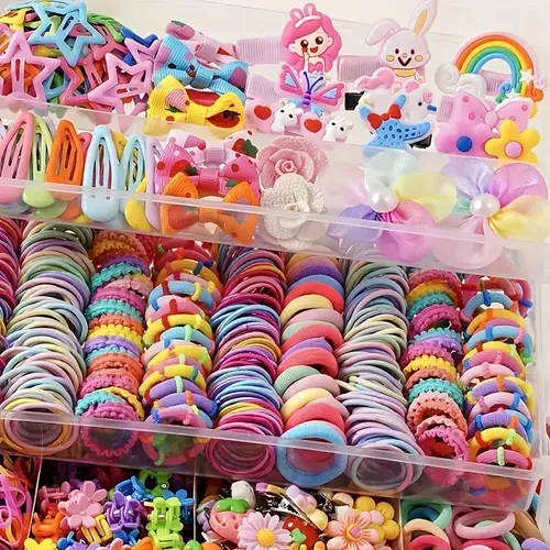 Set De Hebillas Y Gomitas Para Pelo Niña