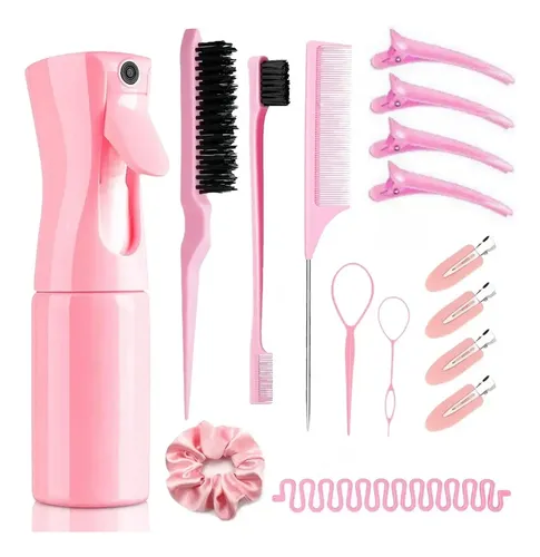 Kit Peinado 16pcs Con Vaporizador Y Accesorios Pink
