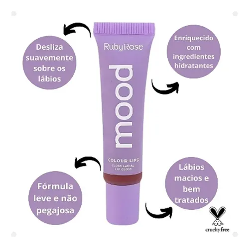 Lipgloss Labial Colour Lips Liquido Mood Ruby Rose
