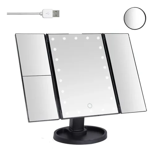 Espejo Aumento Luz Maquillaje Giratorio Tactil Touch Mesa