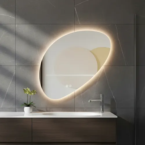 Espejo Led Irregular Diagonal Para Baño Boton Tactil y Antiempañe Gloa