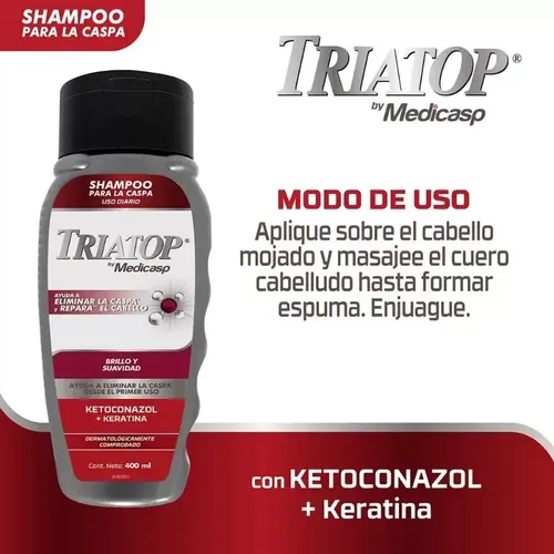 Triatop Shampoo Reparación Con Ketoconazol Y Keratina 400ml