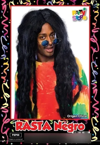 Peluca Rastas Negras Pelo Negro Cotillon