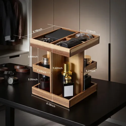 Organizador De Perfumes Giratorio 3 Niveles Rustico 22cm