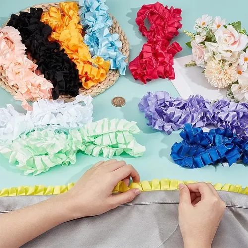Cinta De Encaje Plisada Con 10 Colores, 20 M, Mezcla De Tono Colores Mixtos Pleated
