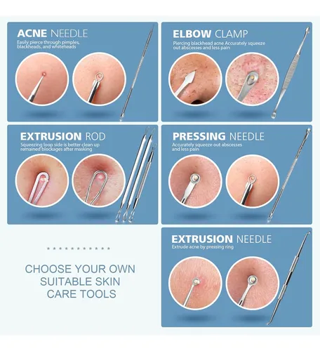 Kit De 7 Agujas Para Eliminar Puntos Negros De Acero Inoxida