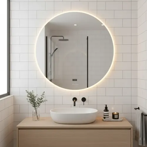 Espejo Digital Luz Led Circular 70cm Táctil Desempañador