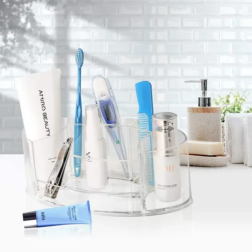 Organizador Cosméticos Acrílico Transparente 18cm 8 Compartimentos Cosmetic