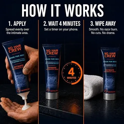 Crema Depilatoria Intima No Hair Crew Hombres Vello Corporal