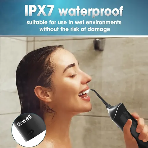 Nicwell Irrigador Dental Inalámbrico 4 Modos Ipx7 Negro