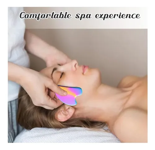 Gua Sha Acero Multicolor Masaje Facial Y Corporal Con Funda