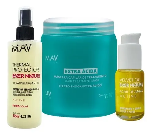 Mascara Acida Protector Termico Serum Argan Kitx3 1kg Mav