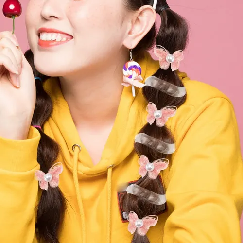 ..4 Cintas Para El Pelo Con Forma De Mariposa Con Alambre De Multicolor Rayas