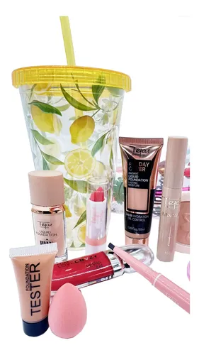 Combo De Maquillaje Tejar En Vaso Acrílico !!!