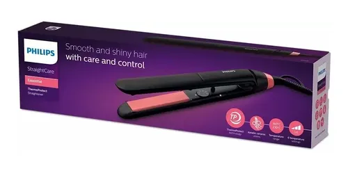 Planchita De Pelo Philips Bhs376 Thermoprotect, Placas Cerámicas con Queratina, 160 a 230 Grados, 6 Niveles de Temperatura, Straightcare Essential Negra Y Rosa Negro/rosa