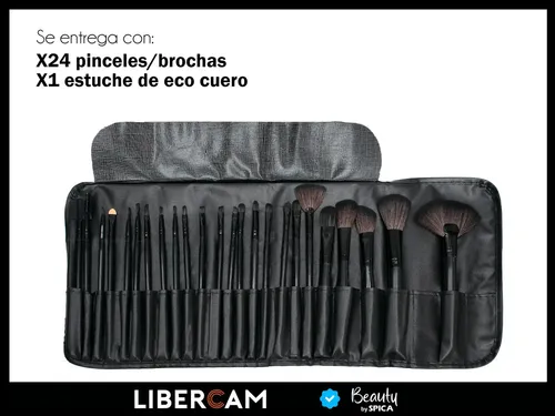 Set X24 Brochas Y Pinceles Para Maquillaje BEAUTY BY SPICA BRO-20 Estuche Color Negro