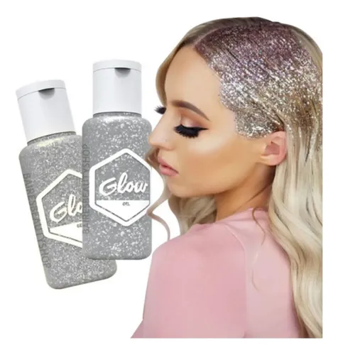 Gel Para Cabello Glitter Pelo Brillos Color Blanco Look Glow