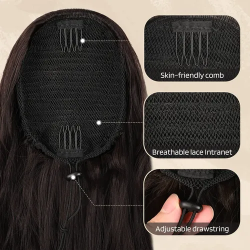 Peluca De Mujer Con Cordón Ajustable Y Efecto Ondas De Agua
