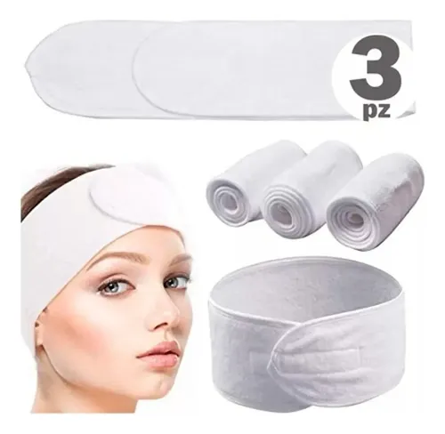 As Kit 3 Vinchas For Maquillaje Y Limpieza Blanco Xz