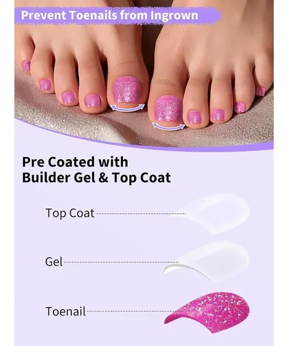 Uñas Postizas Para Dedos De Los Pies Ebanku 216 Piezas 18 Se