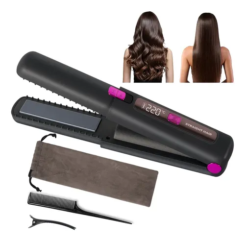 Plancha De Pelo 2 En 1 Portátil Y Recargable Negro