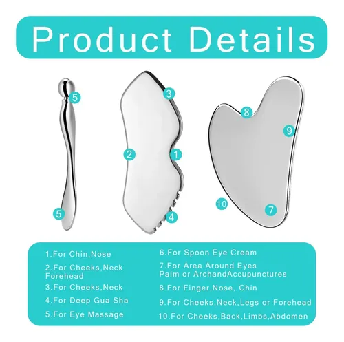 Gua Sha Gblckadof  Set De 3 Piezas De Herramientas Faciales