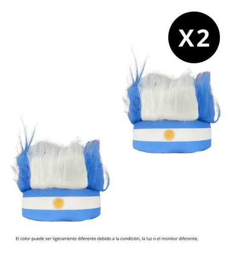 Vincha Pelos Argentina X 2 Peluca Bandera Mundial Seleccion