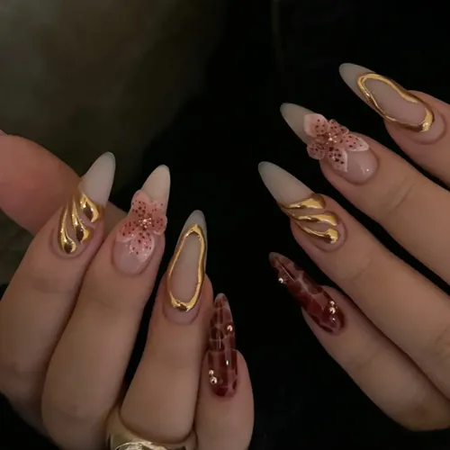 Xw. Aflorish- 3d Flor 3d Estéreo Amêndoa Longa Unhas