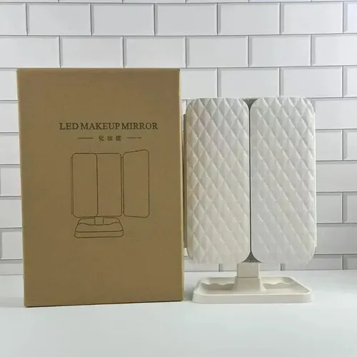 Espejo De Maquillaje Led Plegable, 3 Modos De Luz, Aumento De 2 X 3 Veces