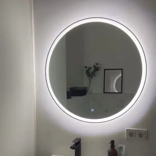 Espejo Circ100cm +reloj+temp+desempañador+parlantebt