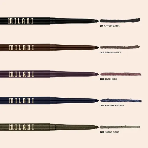 Lápiz Delineador Milani Stay Put: 8 Tonos, Retráctil, Con