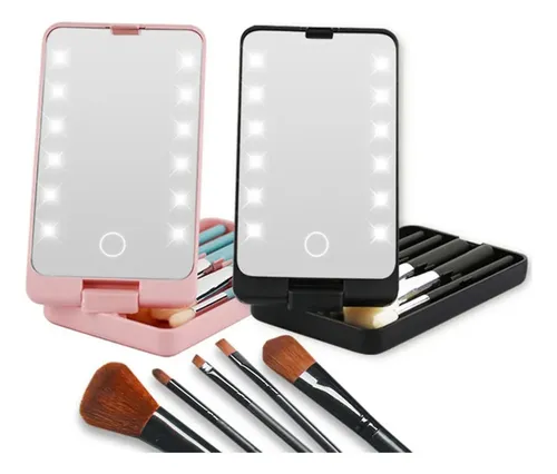 D Espejo De Maquillaje Con Luz Led, Brochas Cosméticas
