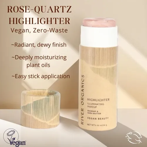 Iluminador Vegano Rosa Cuarzo River Organics 0.50 Oz