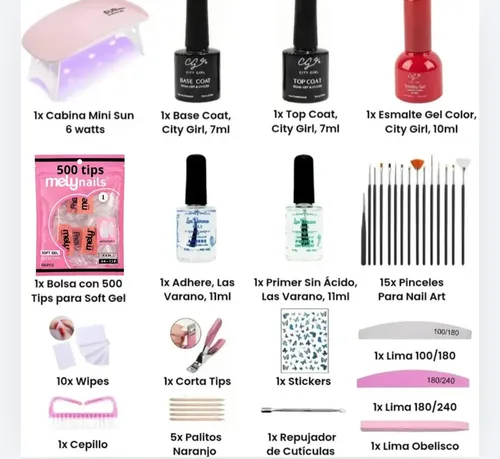 Kit Profesional Completo X 44 Piezas Uñas Soft Gel Led Uv