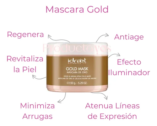 Mascara Facial Dorada Antiage Gold Mejora Arrugas Idraet