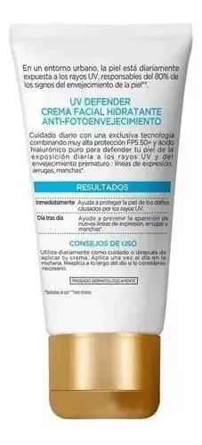Crema Facial L’oréal Uv Defender Hidratacion Intensa Fps 50+ X 40 Ml