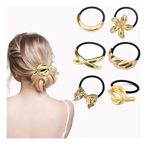 ..6metal Hair Ties Lazos De Para El Cabello Diademas Yc.. Coral Claro Metallic Decorative