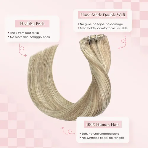 Extensiones De Cabello Humano Real 55cm 7pcs 105g #16p22