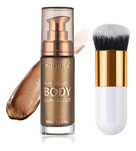 Glow Iluminador Aceite Cara Y Cuerpo Con Brocha Bronze