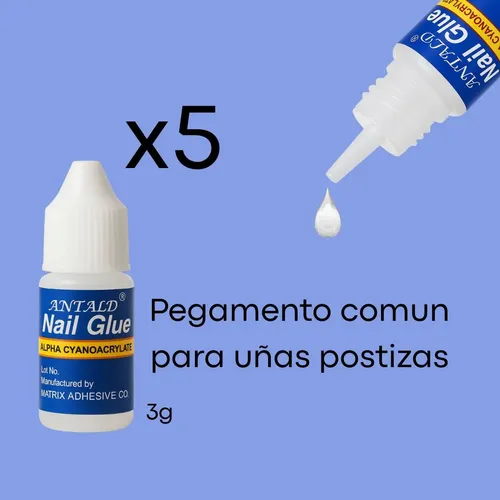 Pegamento Para Uñas Postizas Tips Strass Gotero Nail Glue X5