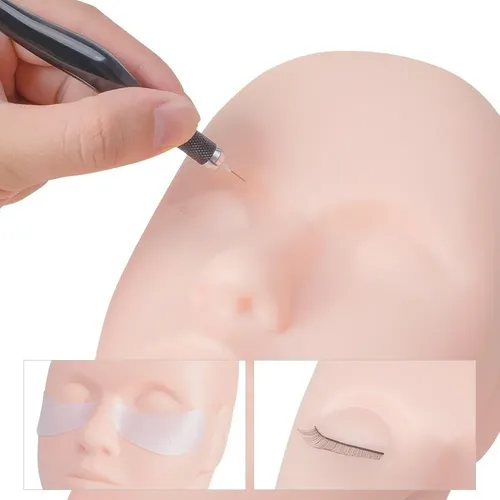 Cabeza Cara Maniquí Práctica Maquillaje Pestañas Silicona