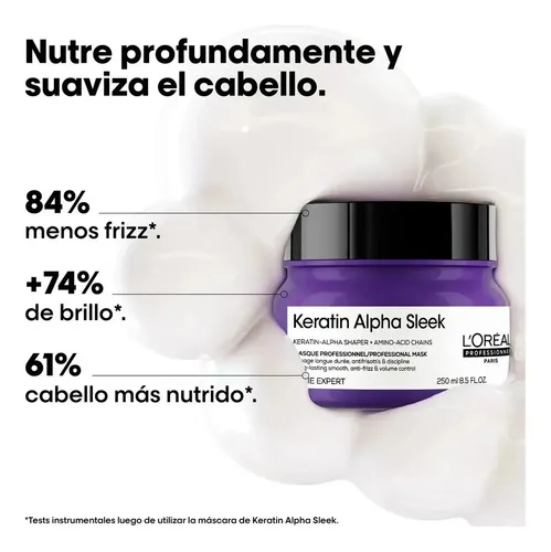 Máscara Loreal Keratin Alpha Sleek Anti Frizz 250ml