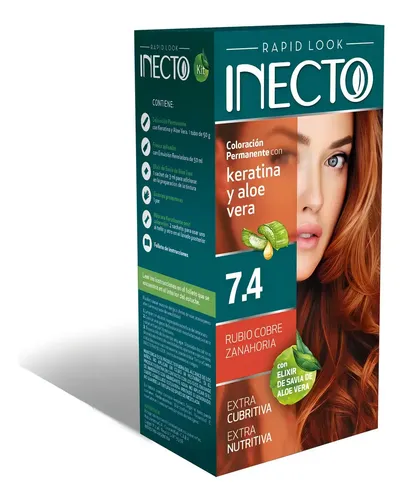 Inecto Kit Coloración Permanente Con Keratina Y Aloe Vera Tono 7.4 Rubio cobre zanahoria